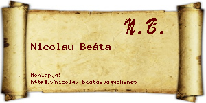 Nicolau Beáta névjegykártya